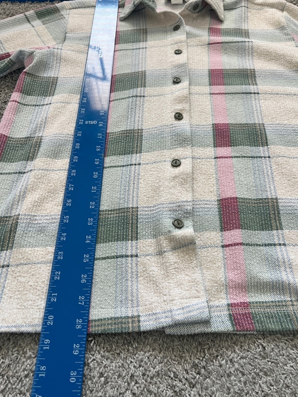 Jordan Taylor Women’s Textured Pink & Sage Green Plaid Button-Down Shirt Size 1X - Picture 7 of 11